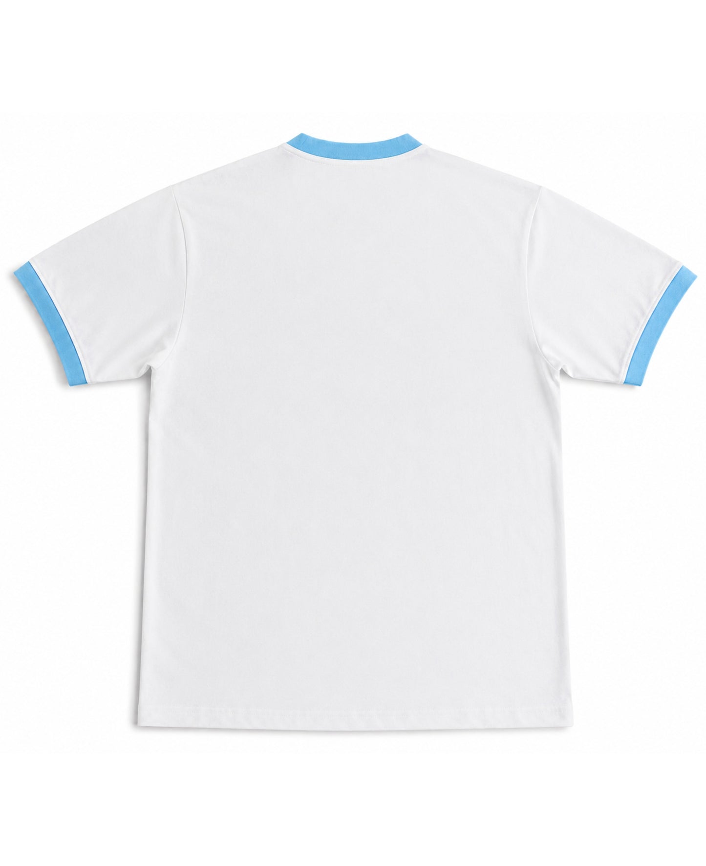 White & Sky Blue Ringer tee Back Design