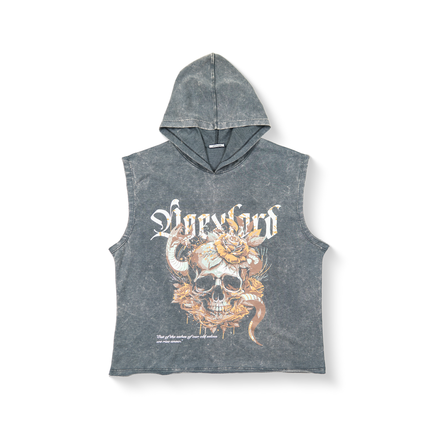 Acidwash Rugged Snake Cut Off Hoodies