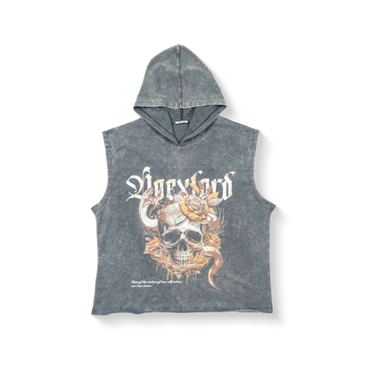 Acidwash Rugged Snake Cut Off Hoodies