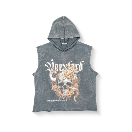 Acidwash Rugged Snake Cut Off Hoodies
