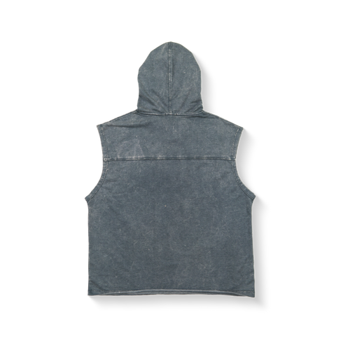 Acidwash Rugged Pitbull Cut Off Hoodies
