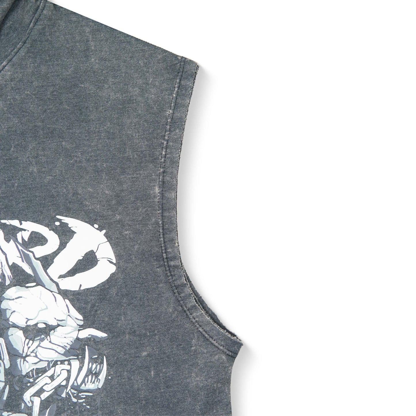 Acidwash Rugged Pitbull Cut Off Hoodies