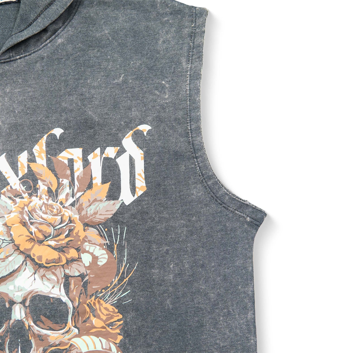 Acidwash Rugged Snake Cut Off Hoodies