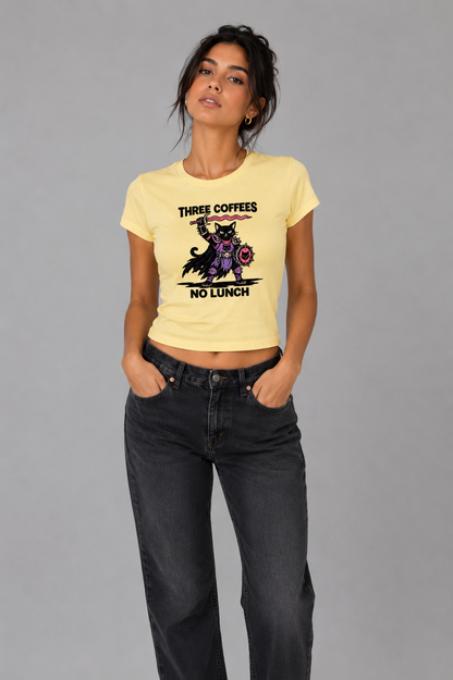 Butter Yellow Three Coffees No Lunch Baby Tee