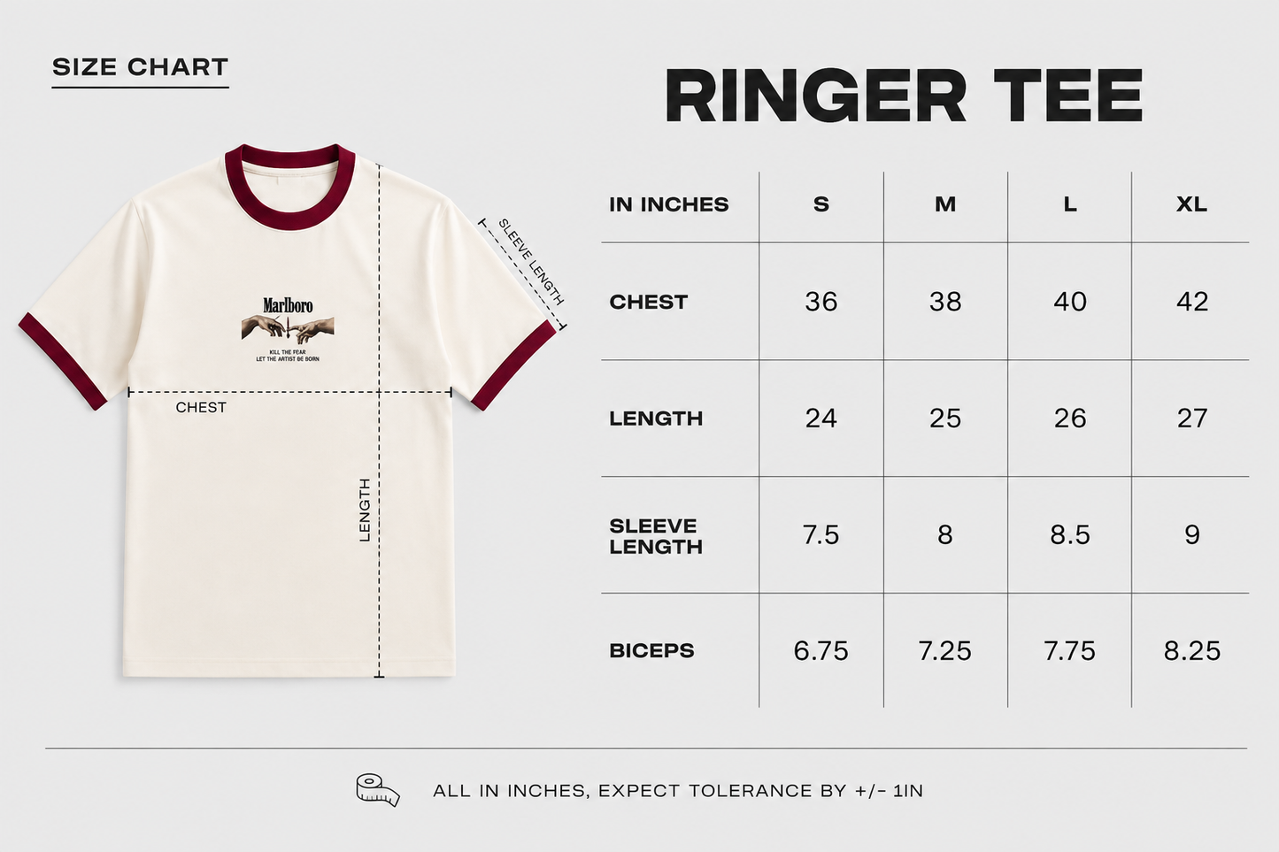 Ash Theory Off White & Maroon Ringer tee