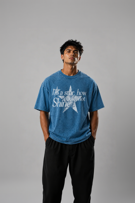 Star Statement Denim Wash Boxy Fit T-shirt