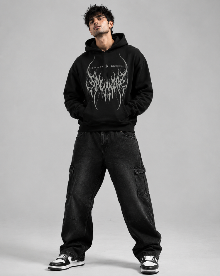 Conquest Sigil Oversize Black Boxy hoodie