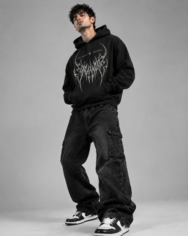 Conquest Sigil Oversize Black Boxy hoodie