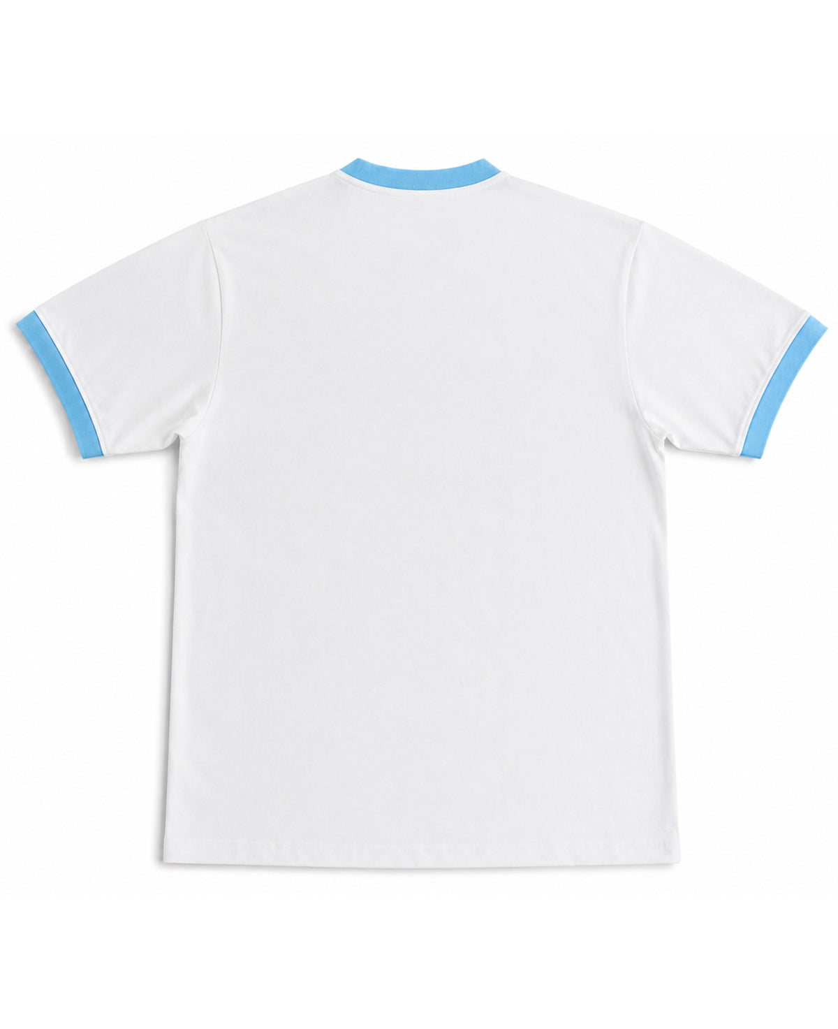 White & Sky Blue Ringer tee Back Design