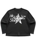 Black waffle knit oversized full-sleeve Front Design