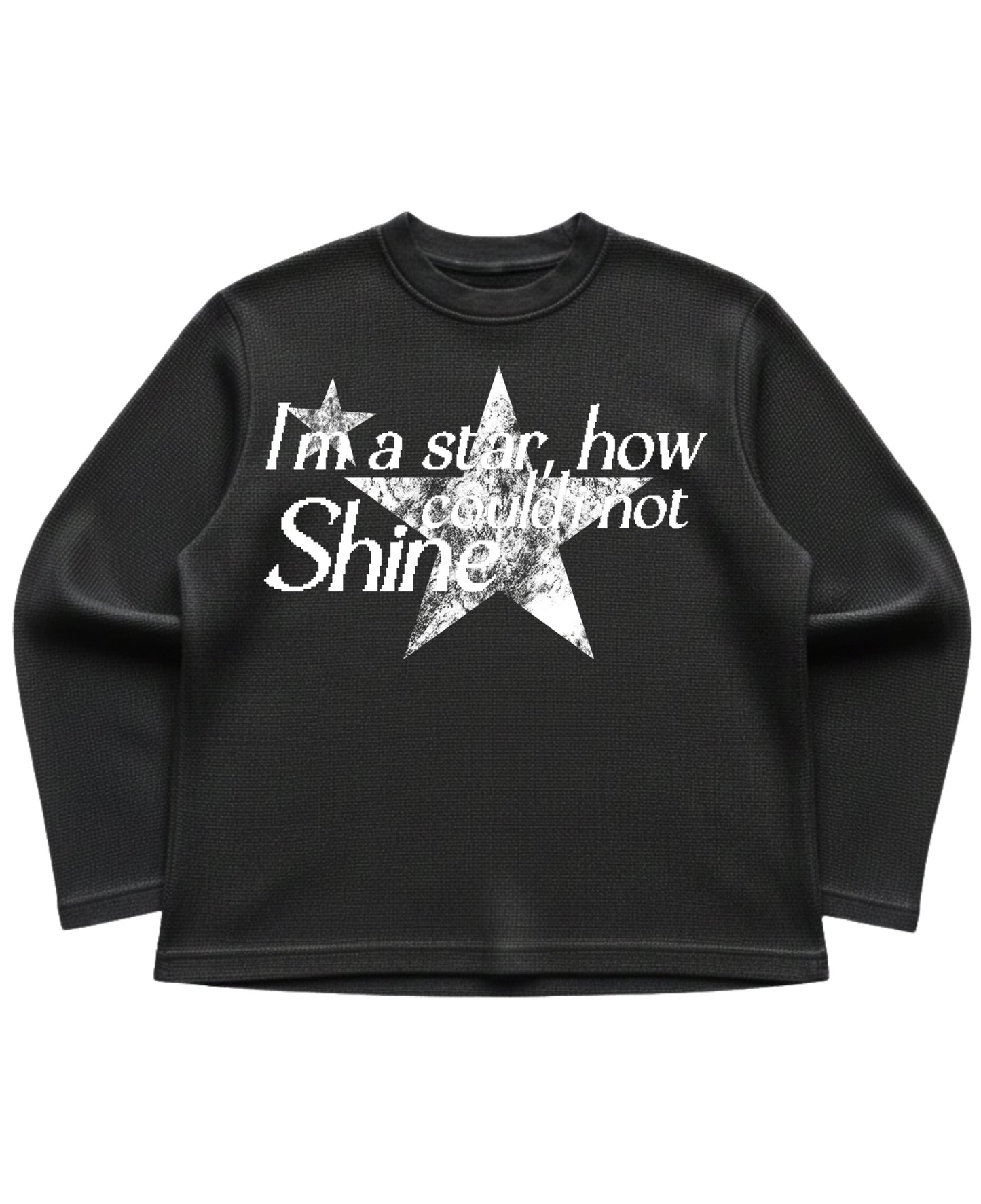 Black waffle knit oversized full-sleeve Front Design