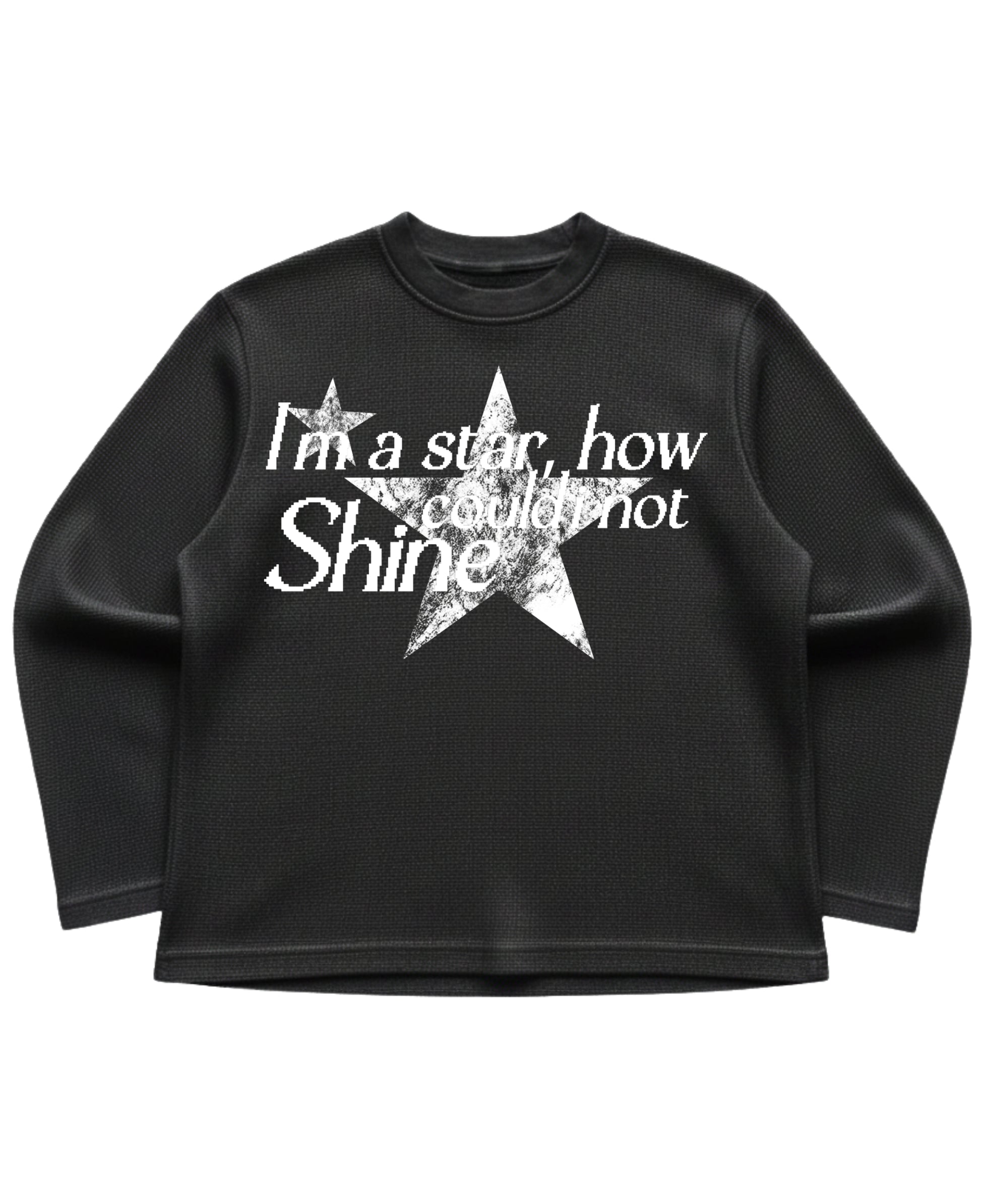 Black waffle knit oversized full-sleeve Front Design