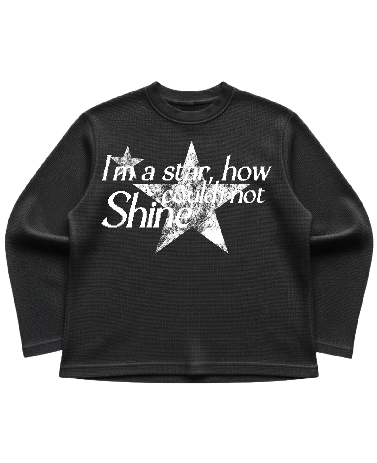Black waffle knit oversized full-sleeve Front Design