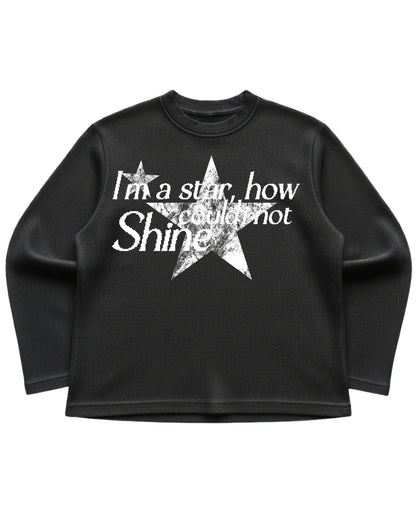 Black waffle knit oversized full-sleeve Front Design