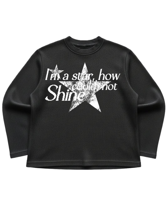 Black waffle knit oversized full-sleeve Front Design