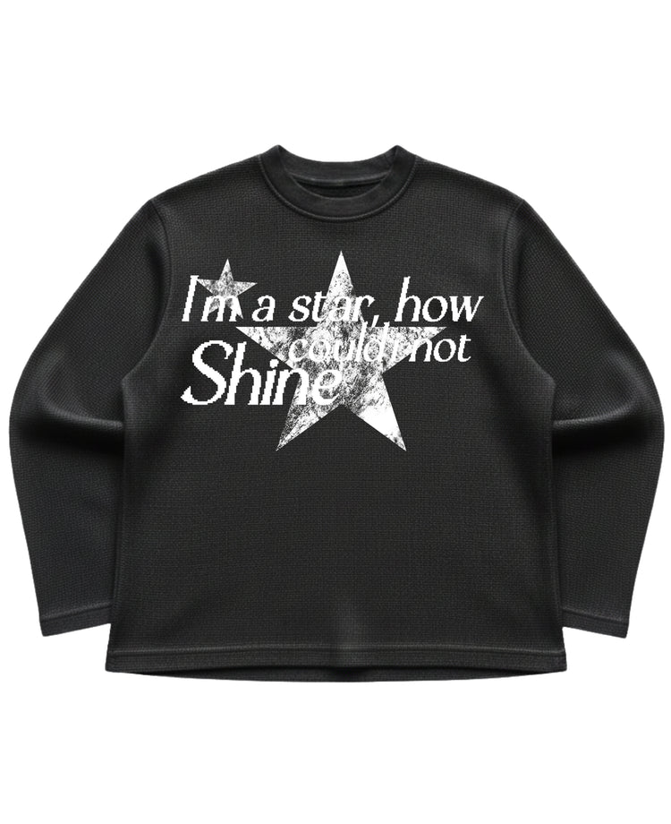 Black waffle knit oversized full-sleeve Front Design