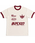 Off White & Maroon Ringer tee Front Design