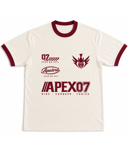 Off White & Maroon Ringer tee Front Design