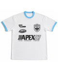 White & Sky Blue Ringer tee Front Design