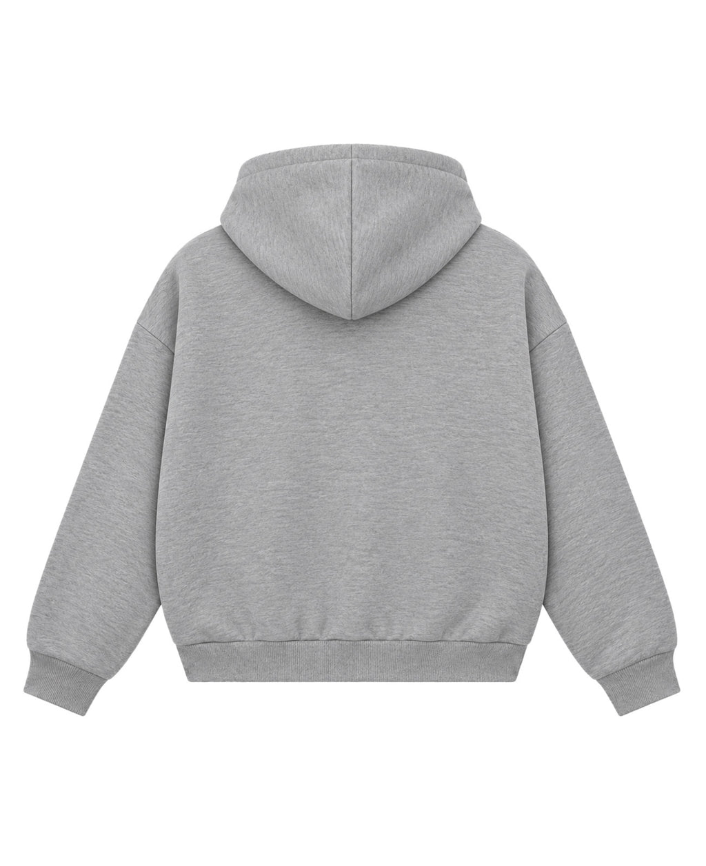 Grey Boxy Double Zipped Hoodie Back Design
