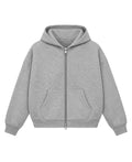Grey Boxy Double Zipped Hoodie Front Design