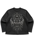 Black waffle knit oversized full-sleeve Front Design
