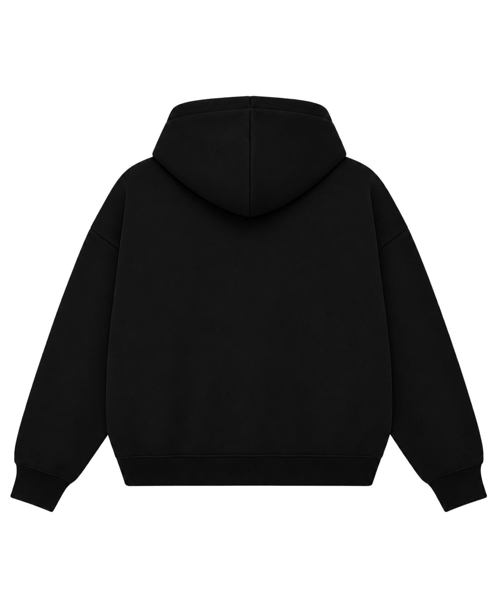 Black Boxy Double Zipped Hoodie  Back Design