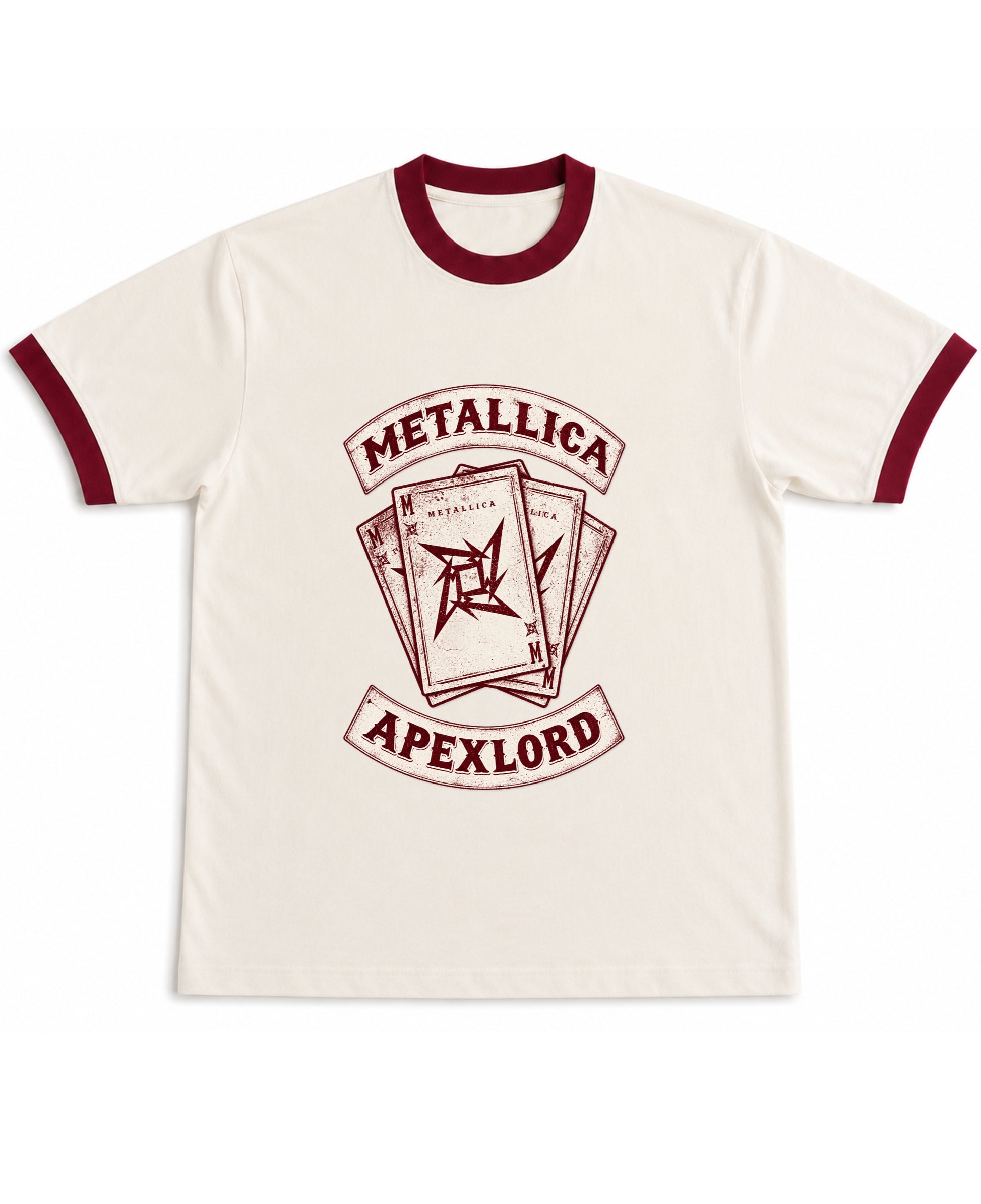 Off White & Maroon Ringer tee Front Design