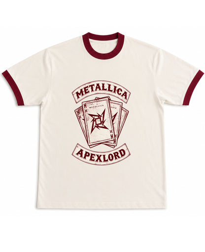 Off White & Maroon Ringer tee Front Design