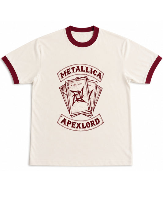 Off White & Maroon Ringer tee Front Design