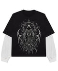 Black With White Sleeve Oversized Tee Front Design