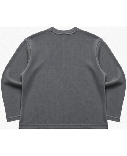 Acidwash waffle knit oversized full-sleeve Back Design