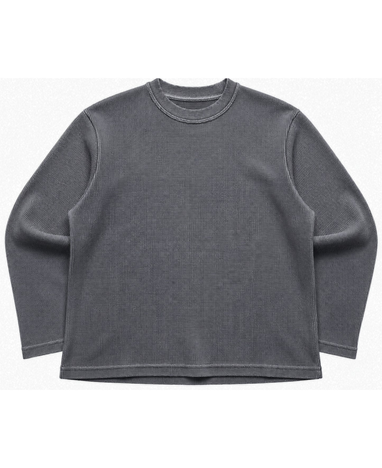 Acidwash waffle knit oversized full-sleeve Front Design
