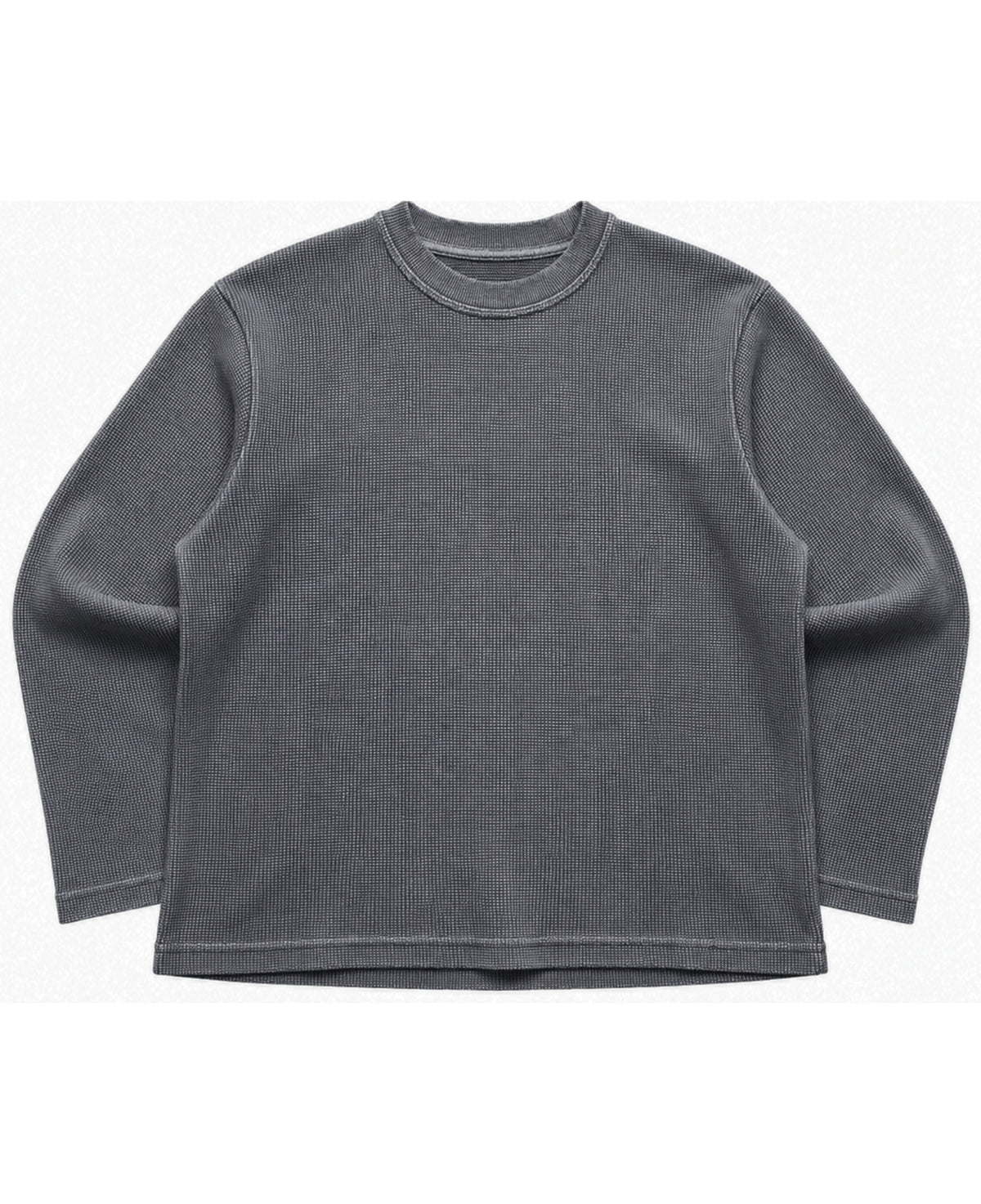 Acidwash waffle knit oversized full-sleeve Front Design