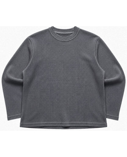 Acidwash waffle knit oversized full-sleeve Front Design