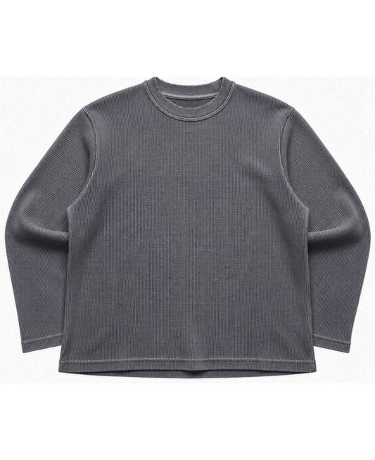 Acidwash waffle knit oversized full-sleeve Front Design