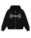 Black Boxy Dual Zipper Hoodie Front Design