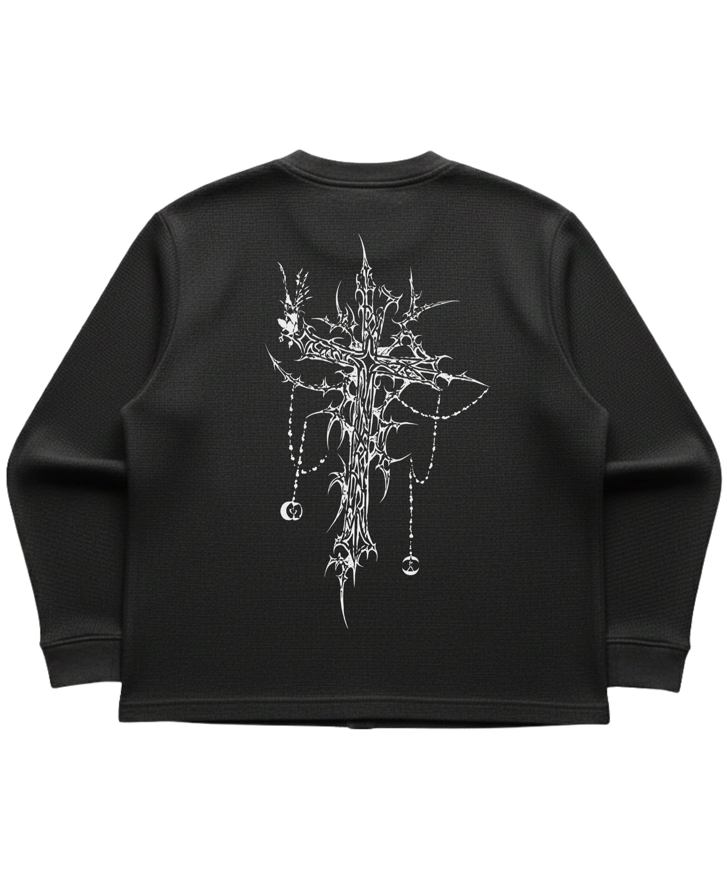 Black waffle knit oversized full-sleeve Back Design