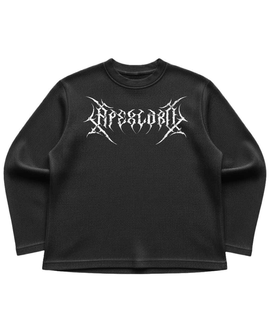 Black waffle knit oversized full-sleeve Front Design