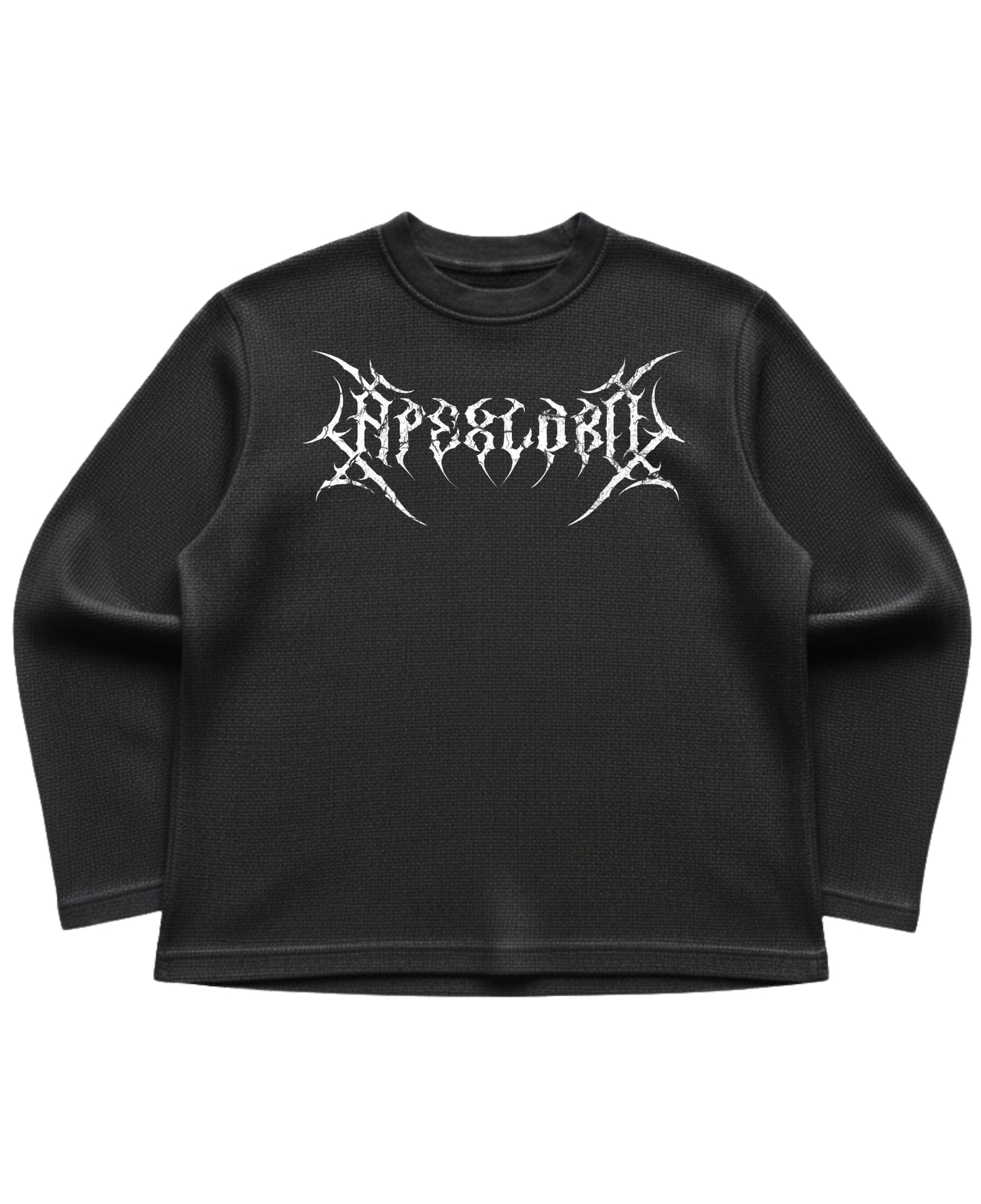 Black waffle knit oversized full-sleeve Front Design