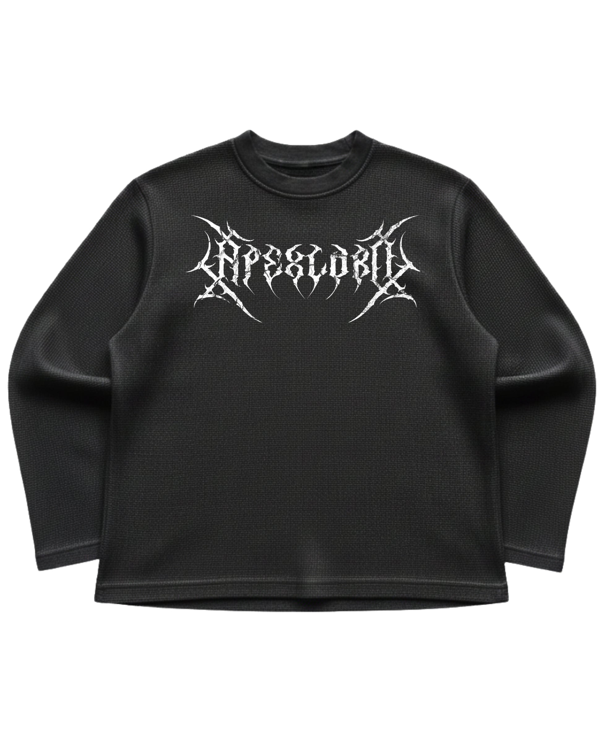 Black waffle knit oversized full-sleeve Front Design