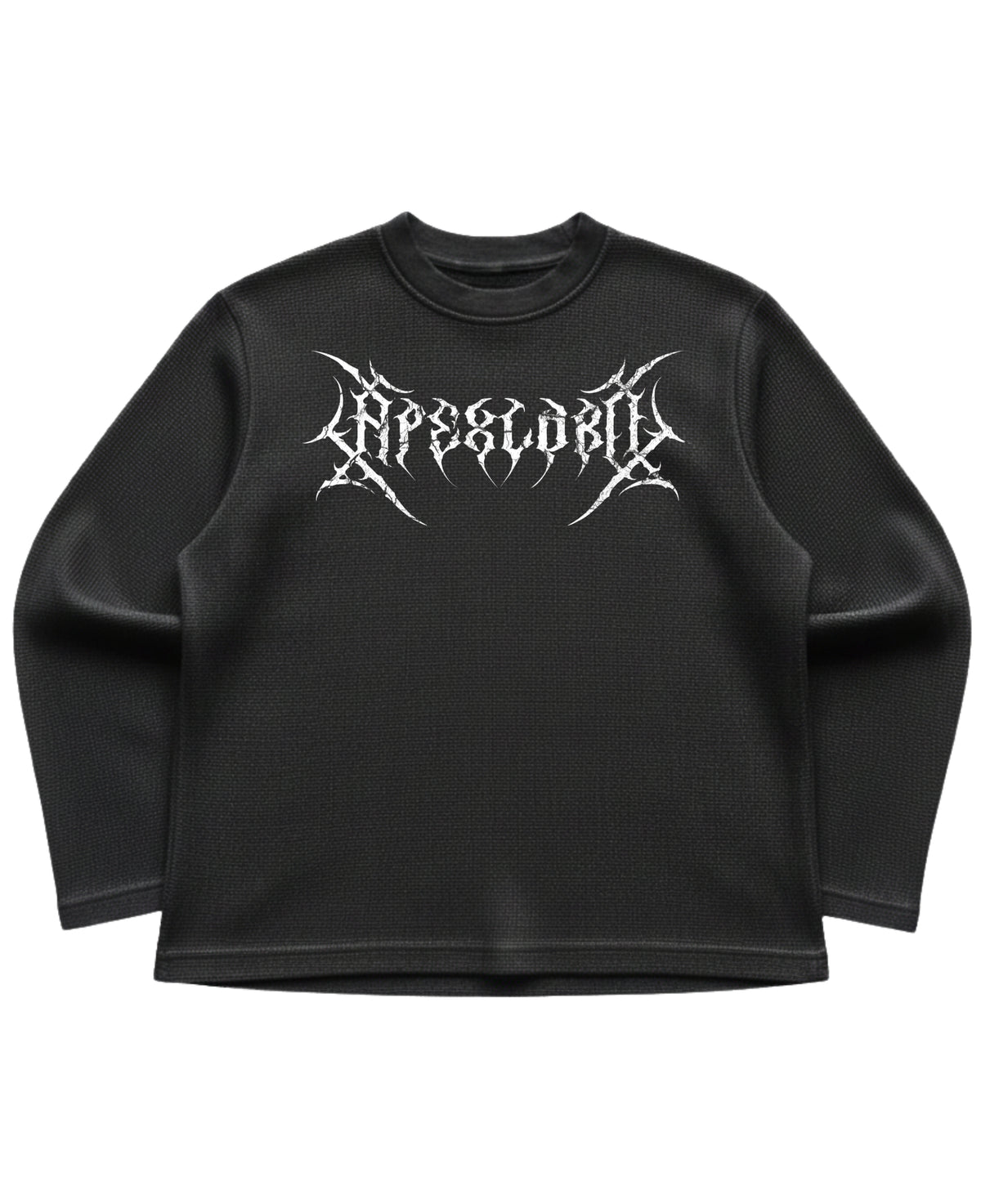 Black waffle knit oversized full-sleeve Front Design