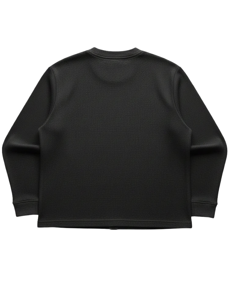 Black waffle knit oversized full-sleeve Back Design