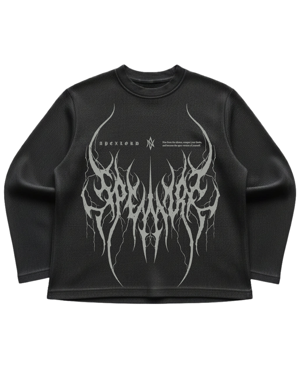 Black waffle knit oversized full-sleeve Front Design