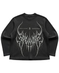 Black waffle knit oversized full-sleeve Front Design