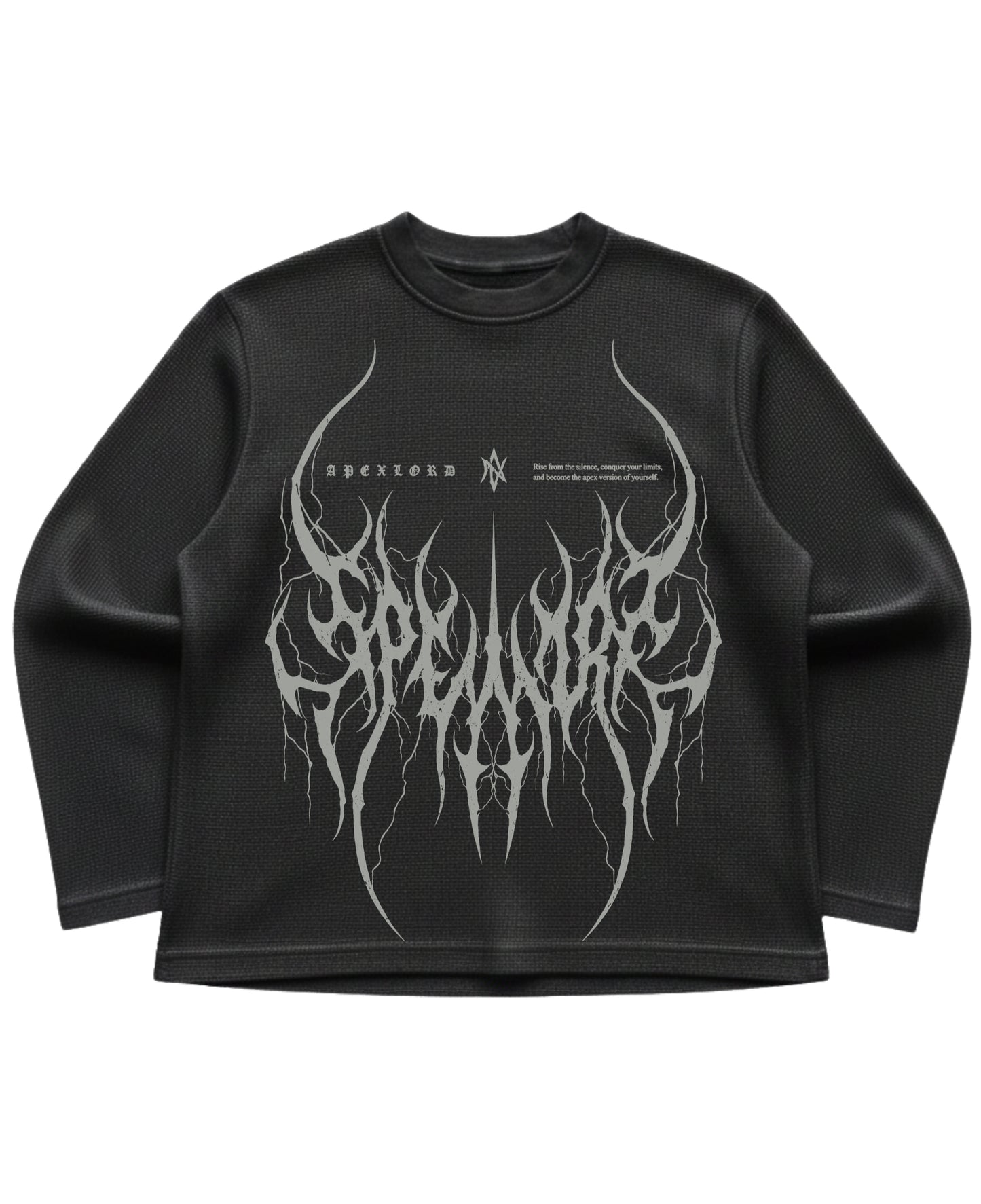 Black waffle knit oversized full-sleeve Front Design