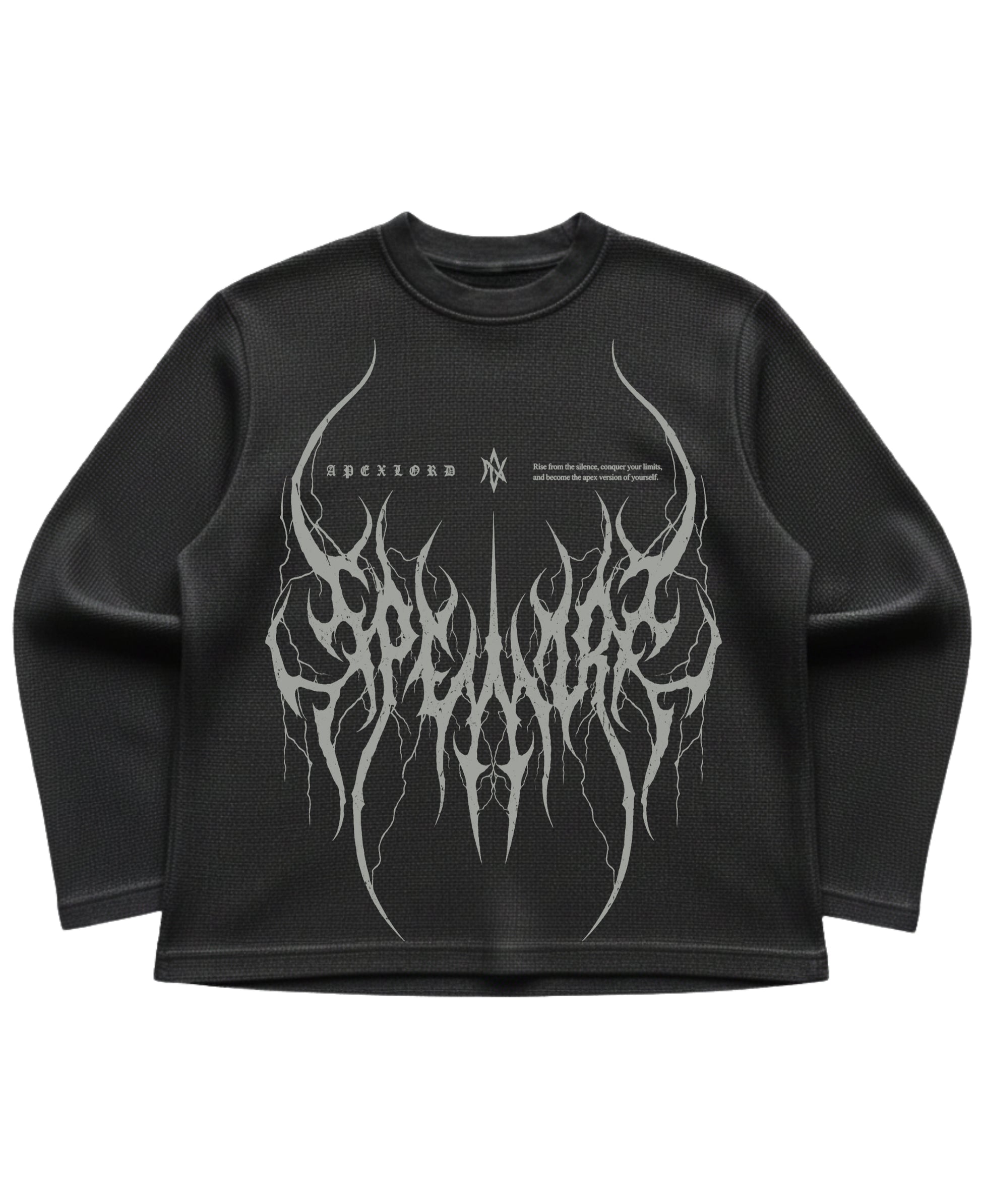 Black waffle knit oversized full-sleeve Front Design
