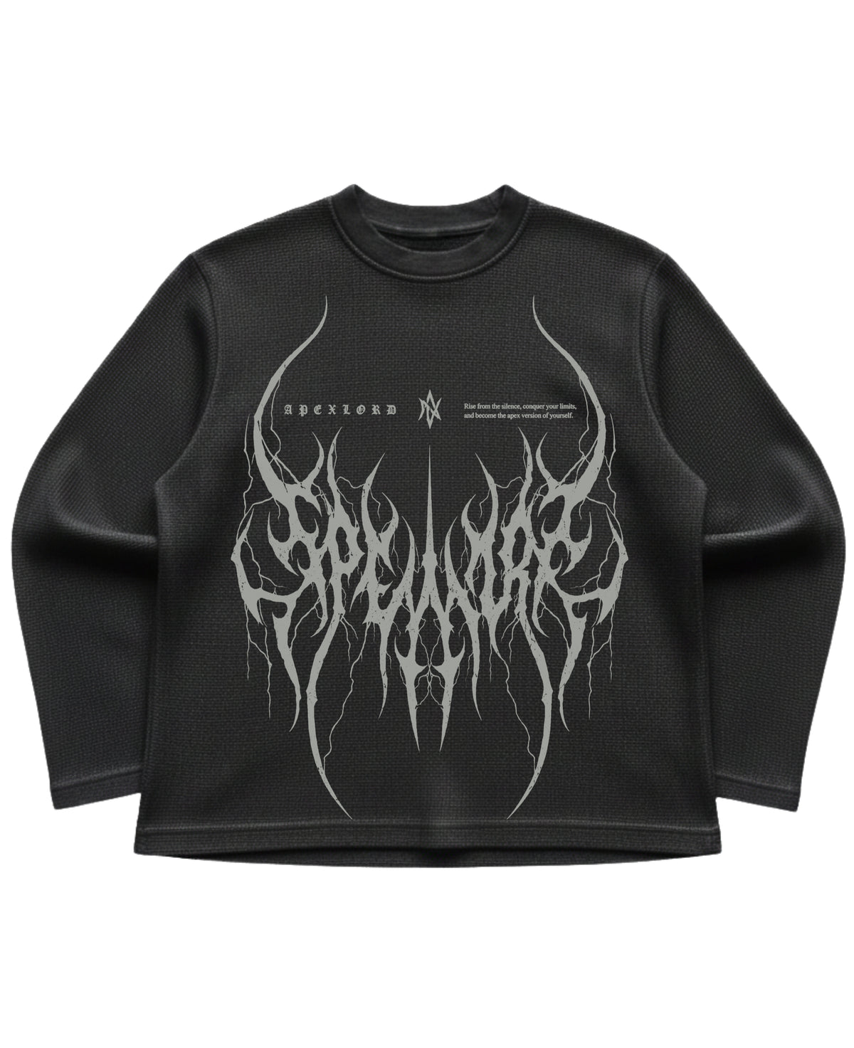Black waffle knit oversized full-sleeve Front Design