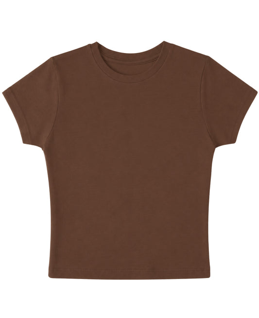 Mousse Brown Baby Tee Front Design