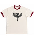 Off White & Maroon Ringer tee Front Design